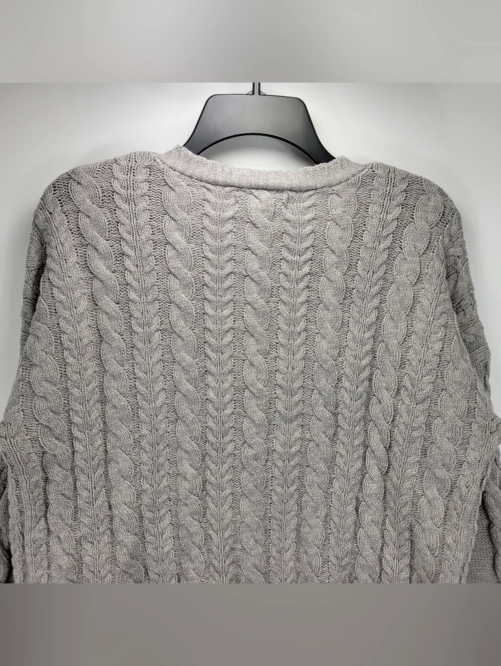 Aeropostale Cable Knit Button Front Sweater Women Medium Gray Old Money Dainty - Picture 7 of 8